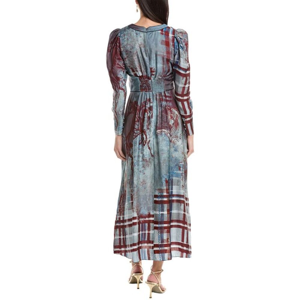 Marchesa Notte Womens Marchesa Rosa Twill Midi Dress, Blue - Picture 2 of 3